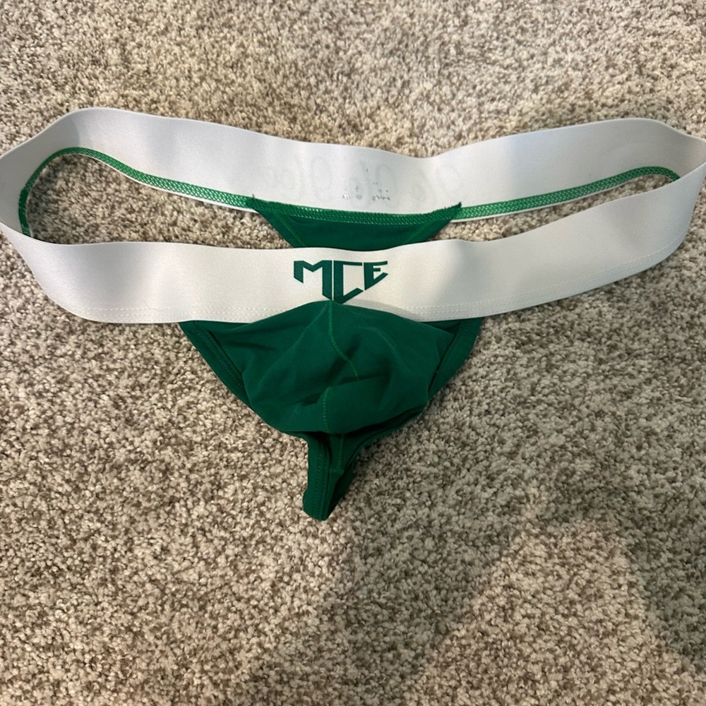 MCE Green and White Athletic Thong